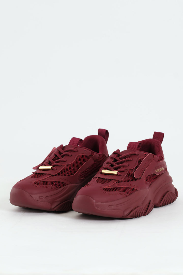 Possession Lace Up Chunky Sportie Sneaker - Wine