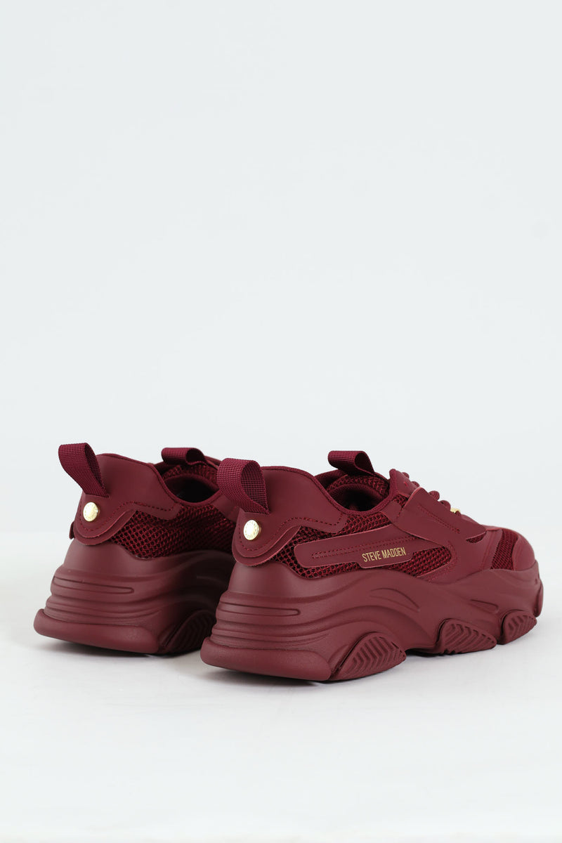 Possession Lace Up Chunky Sportie Sneaker - Wine