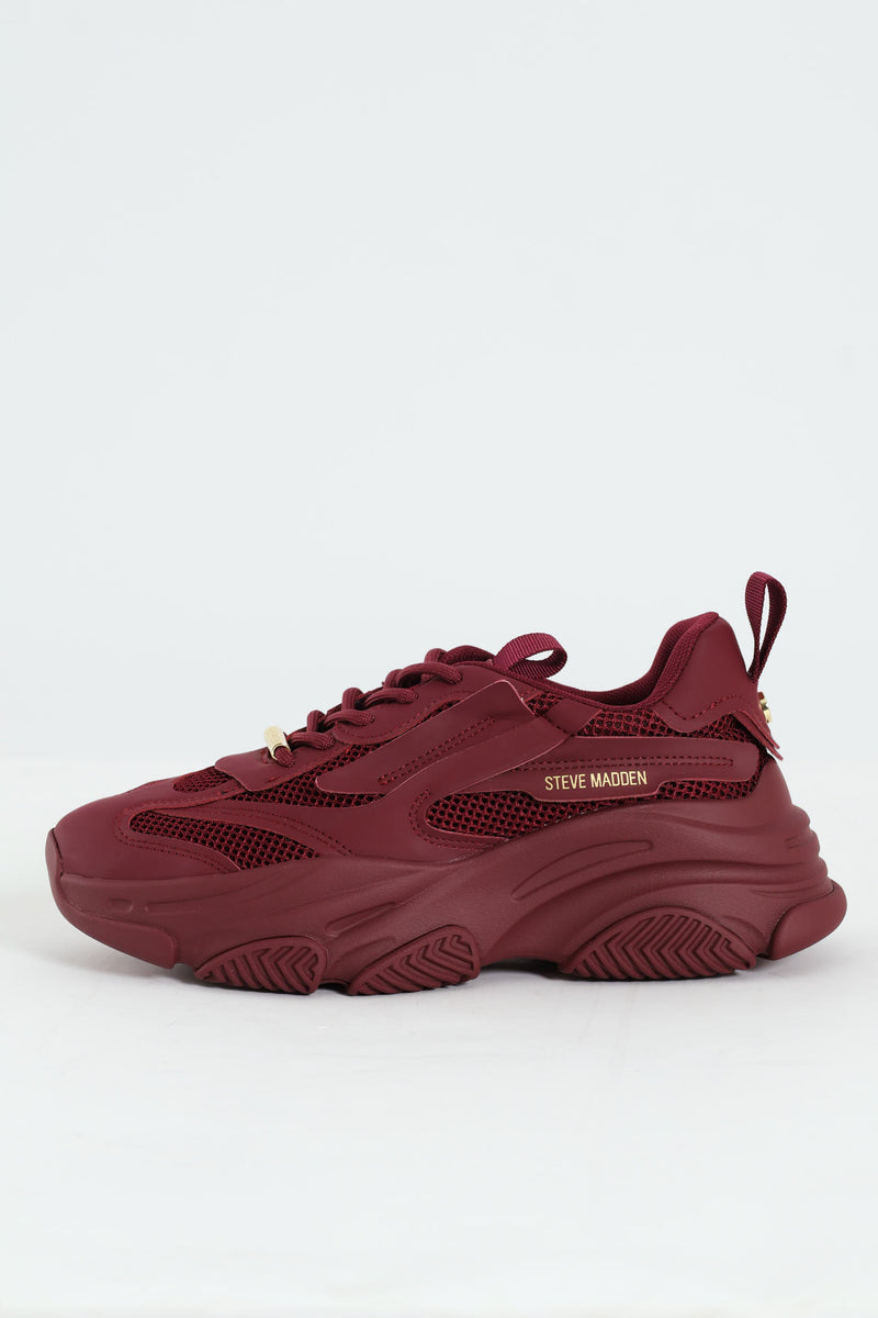 Possession Lace Up Chunky Sportie Sneaker - Wine