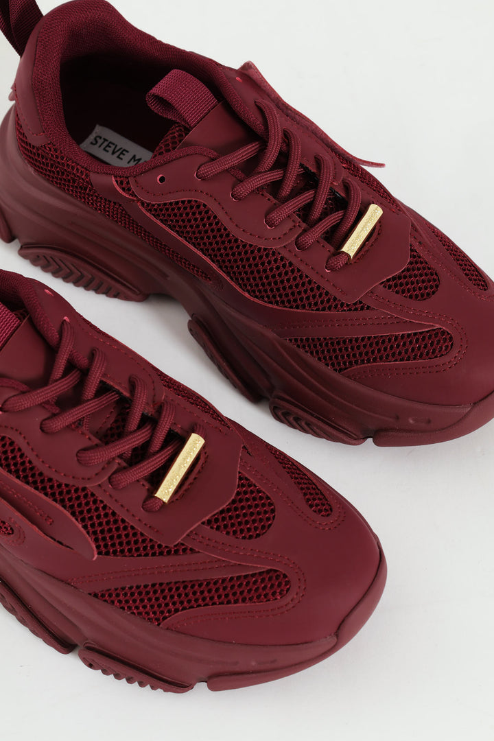 Possession Lace Up Chunky Sportie Sneaker - Wine