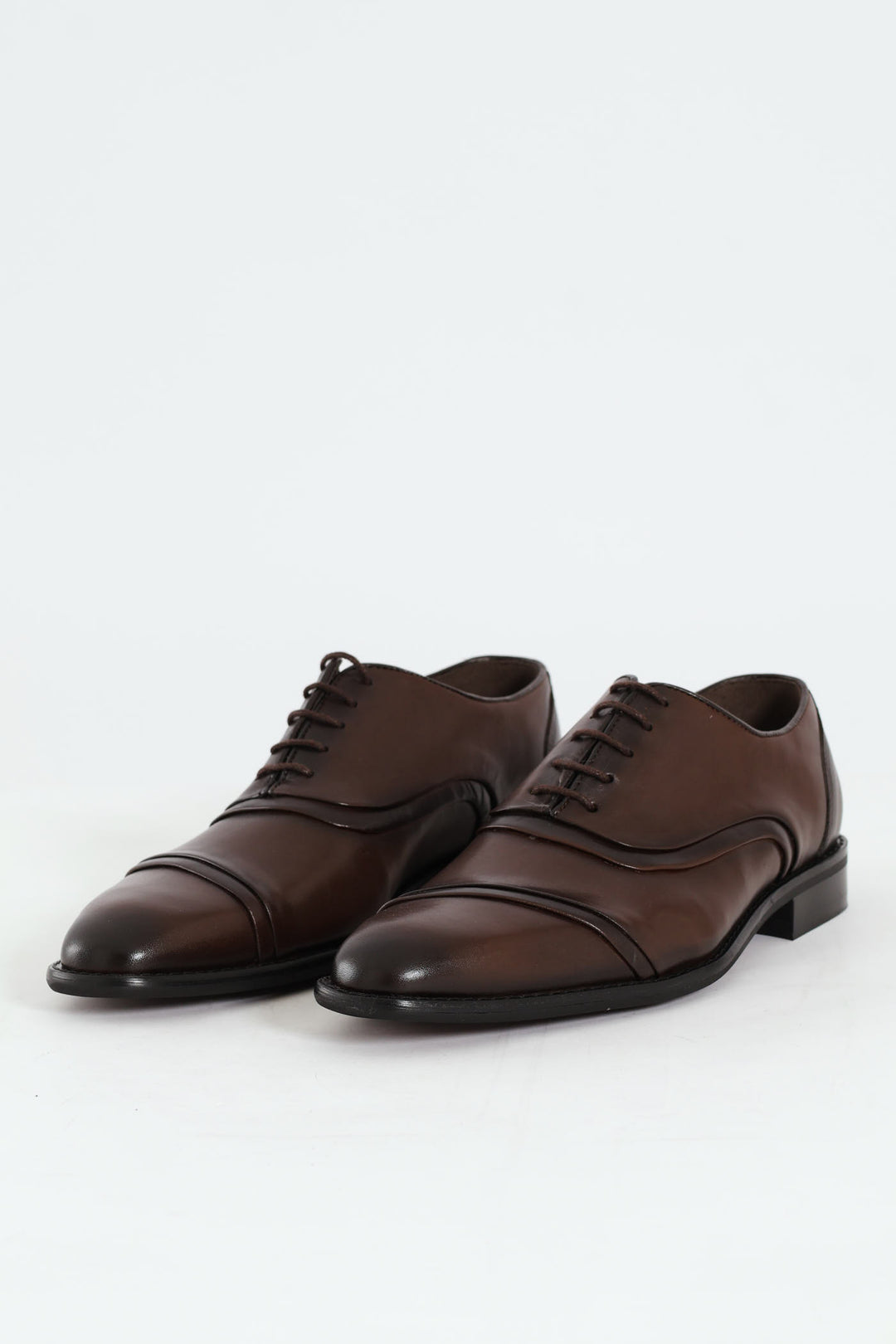 Leather Oxford Toe Cap Dress Shoe - Brown