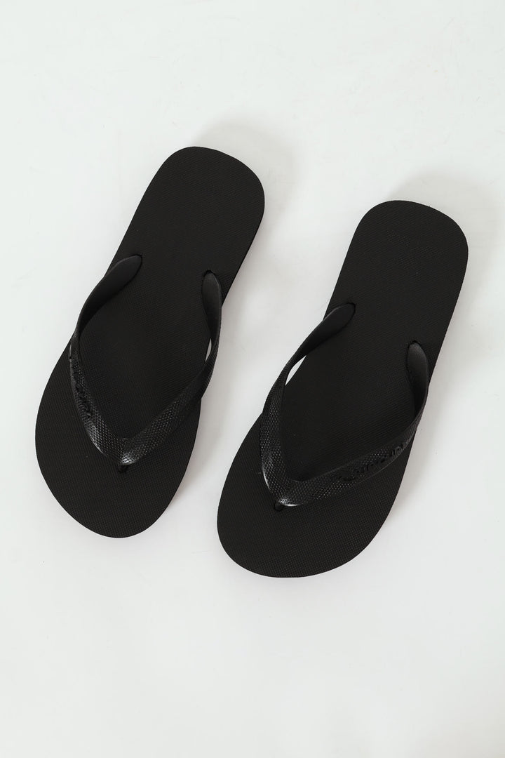 Logo Bloom Open Toe Flip Flop - Black
