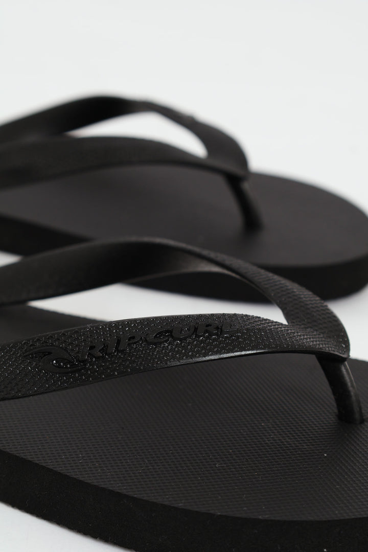 Logo Bloom Open Toe Flip Flop - Black