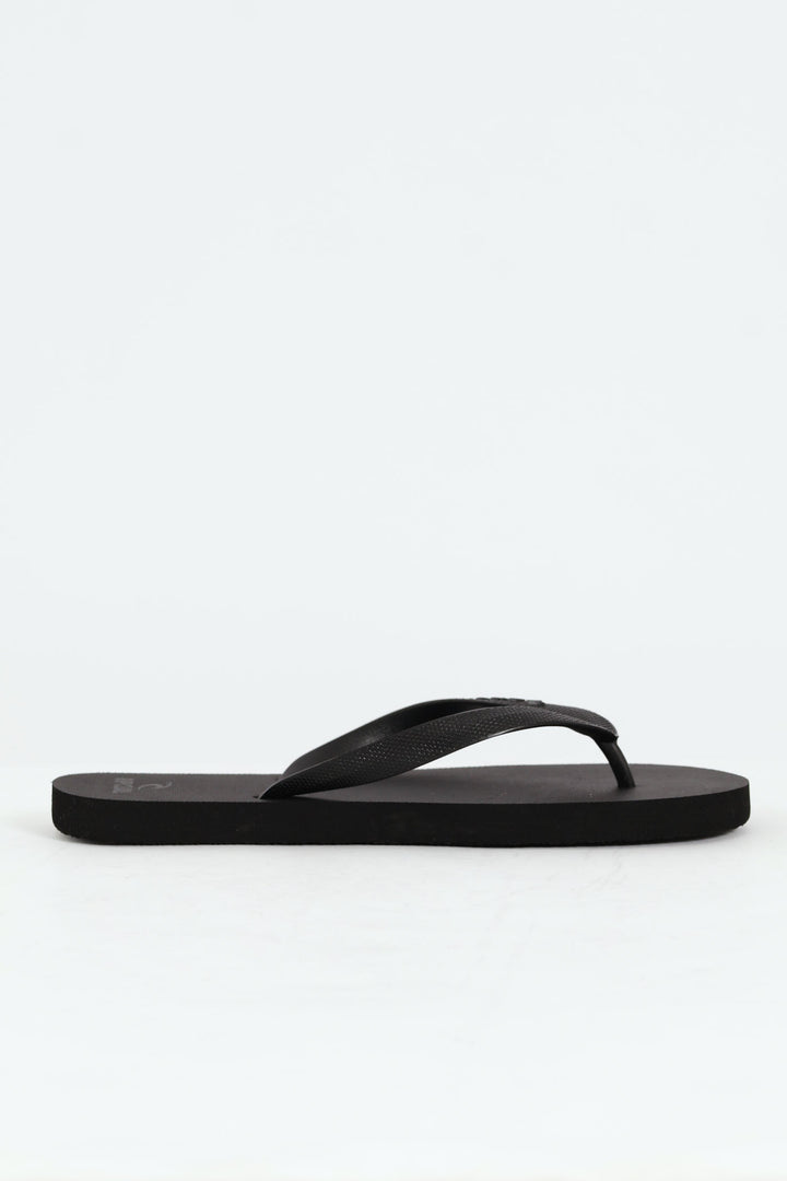 Logo Bloom Open Toe Flip Flop - Black