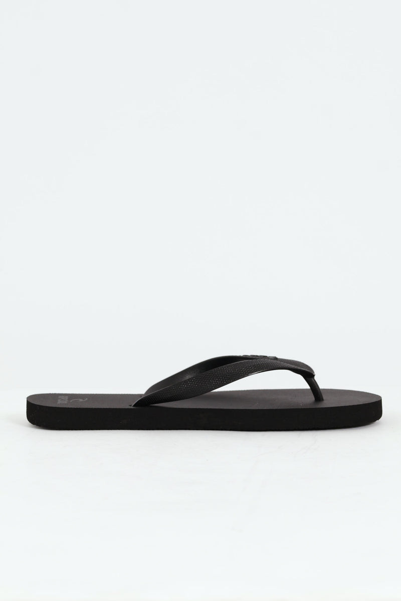 Logo Bloom Open Toe Flip Flop - Black