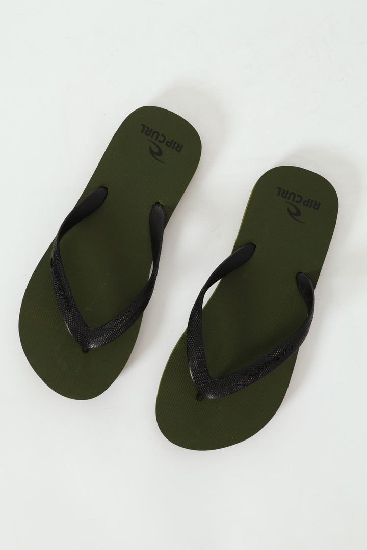 Logo Bloom Open Toe Flip Flop - Olive