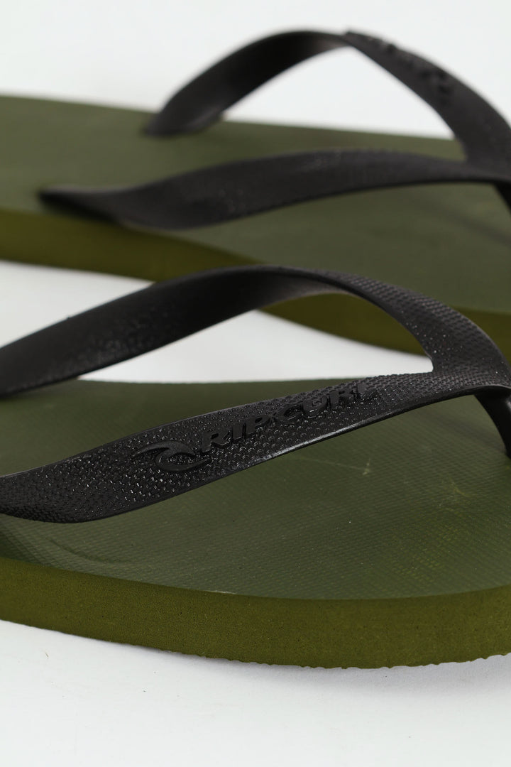 Logo Bloom Open Toe Flip Flop - Olive