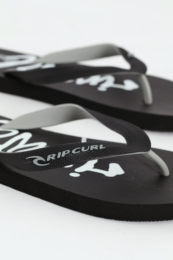 Archive Script Bloom Open Toe Flip Flop - Black