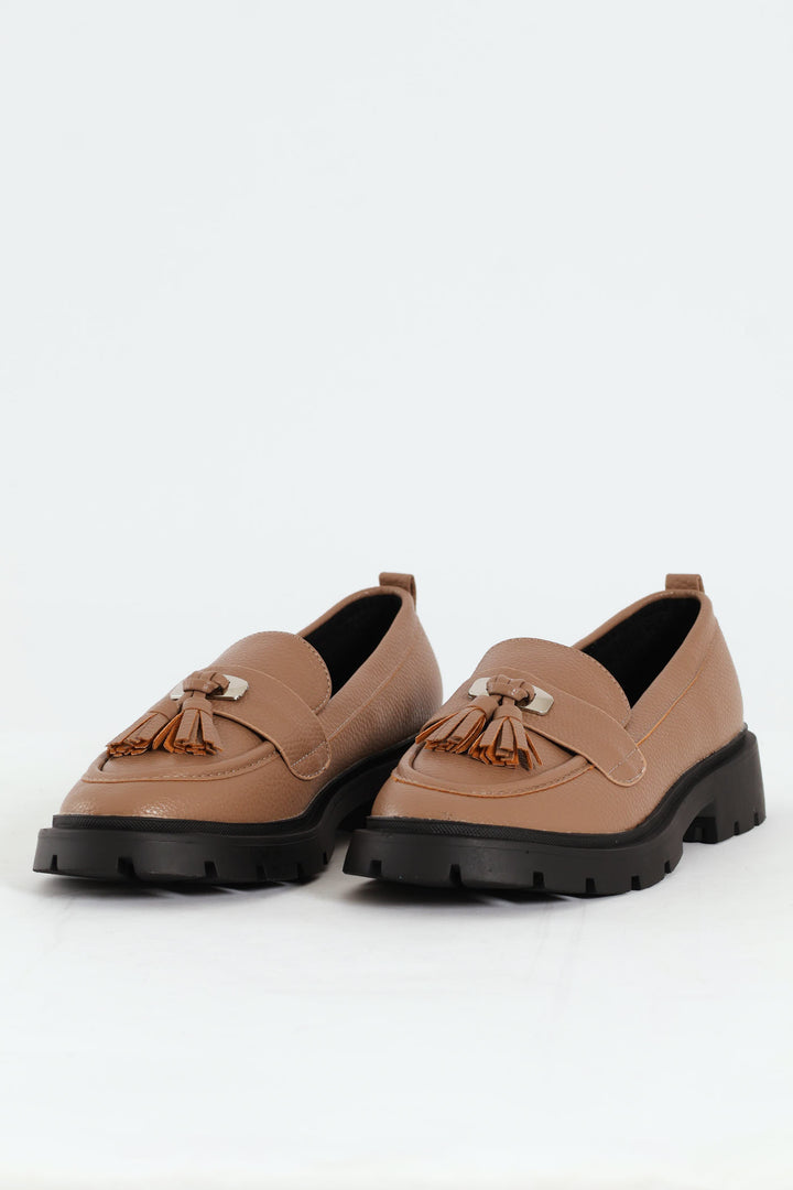 Tassel Trim Chunky Loafer - Blush