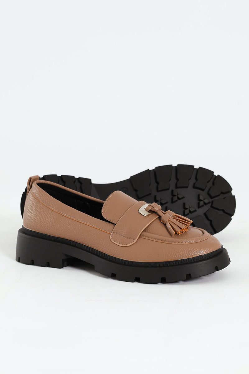Tassel Trim Chunky Loafer - Blush