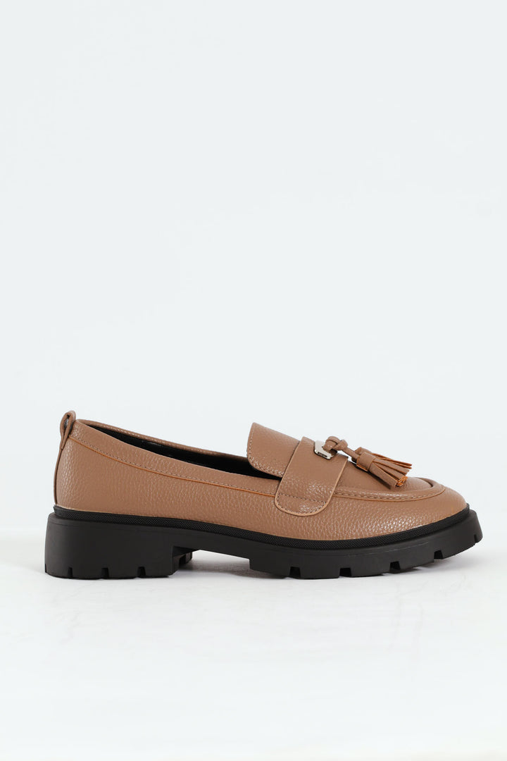 Tassel Trim Chunky Loafer - Blush