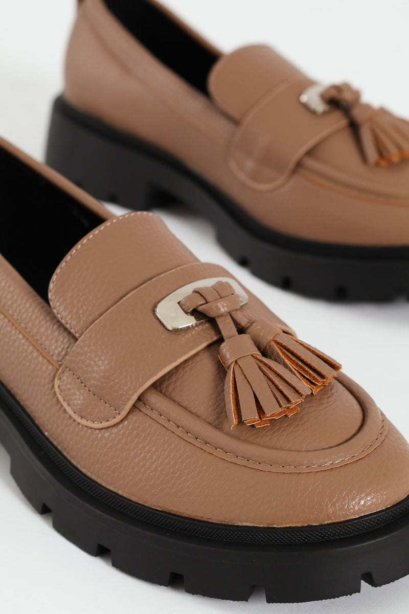 Tassel Trim Chunky Loafer - Blush