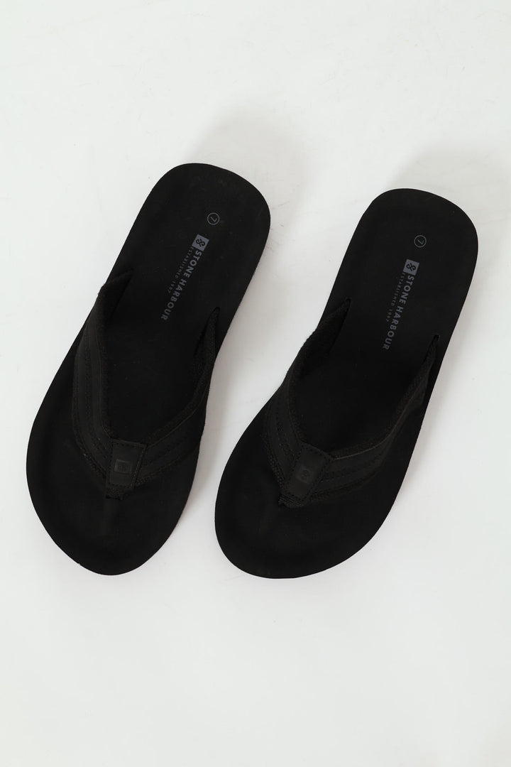 Pu Upper Wide Vamp Sandal - Black