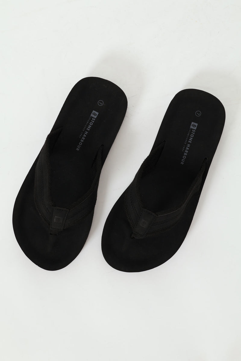 Pu Upper Wide Vamp Sandal - Black