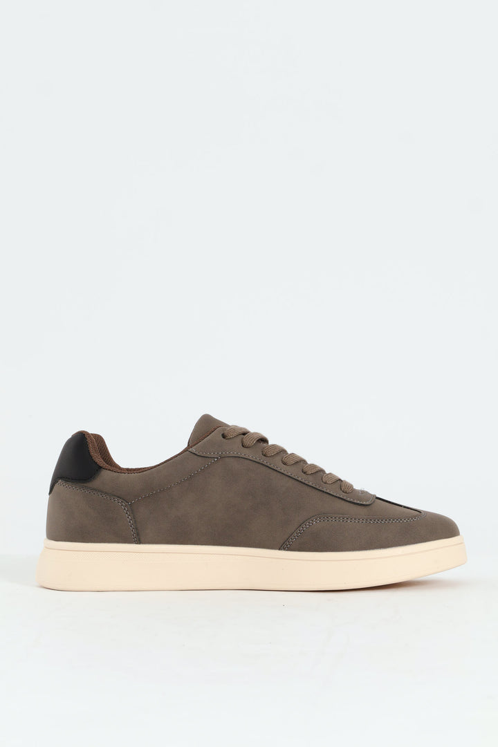Court Sneaker With Side Stripe - Grey