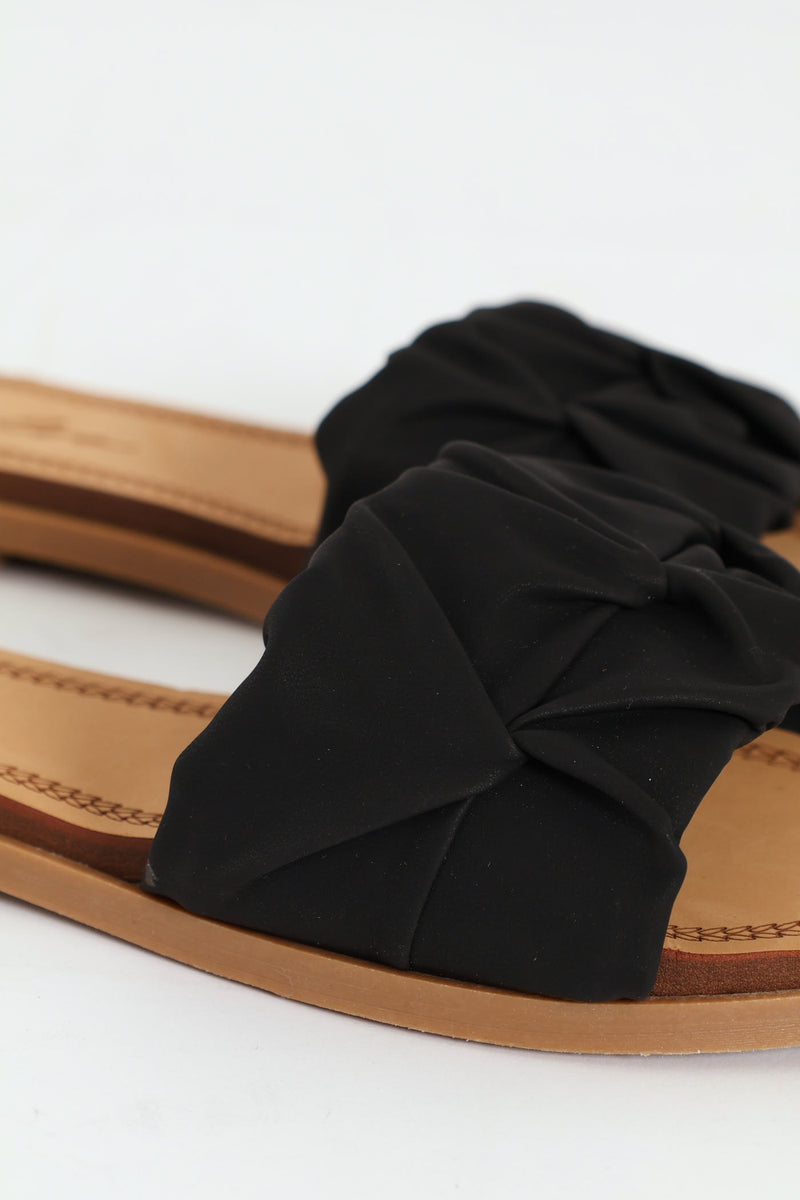 Folded Single Band Mule On Comfort Outsole - Black