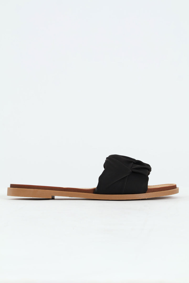 Folded Single Band Mule On Comfort Outsole - Black