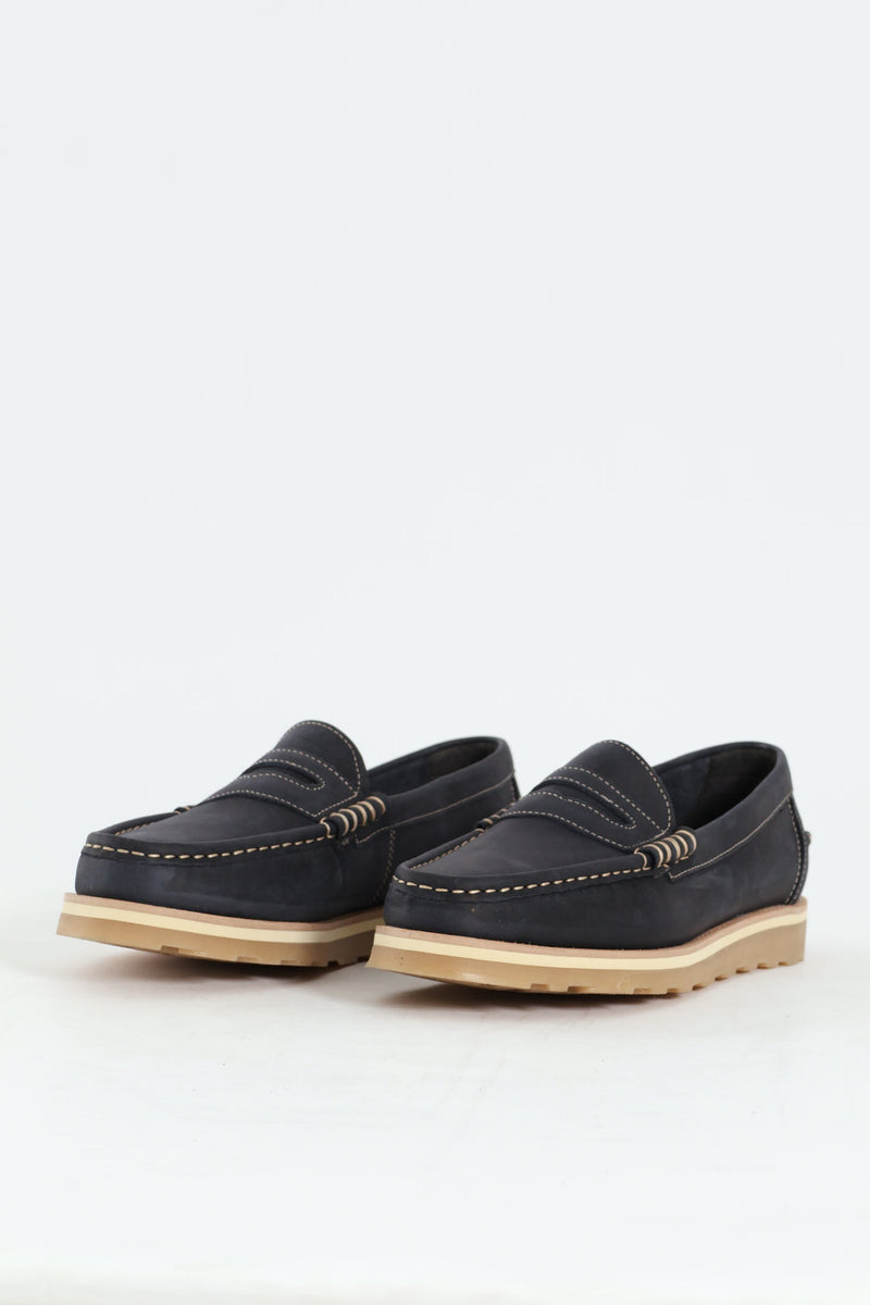 Slip On Penny Moccasin Loafer - Navy