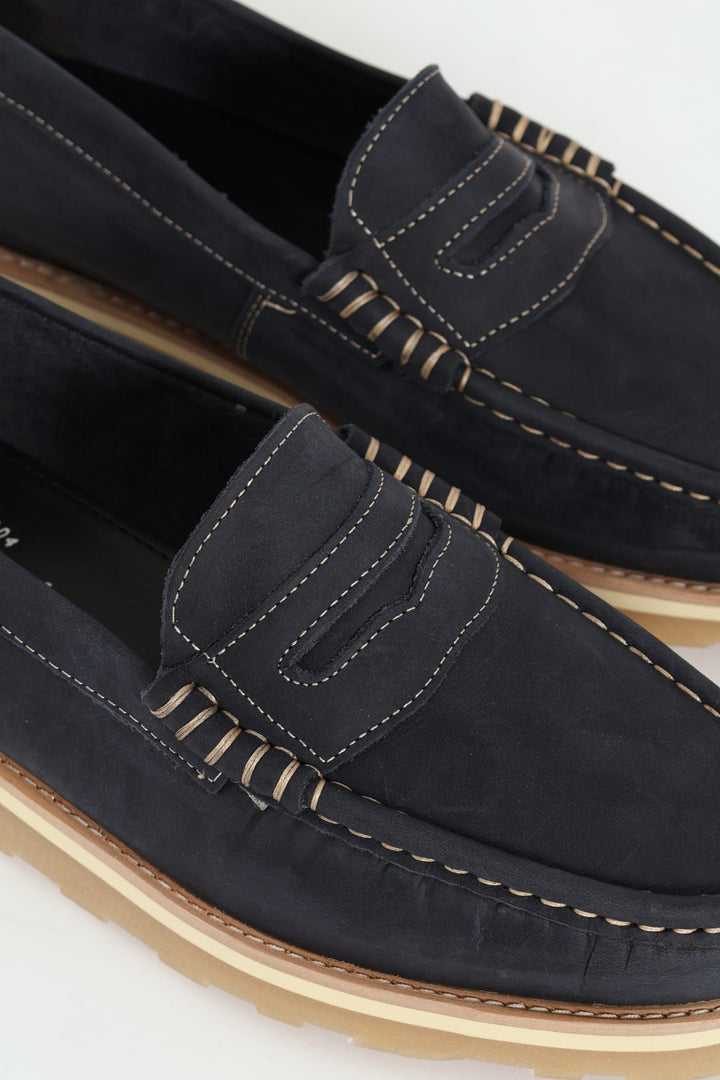 Slip On Penny Moccasin Loafer - Navy