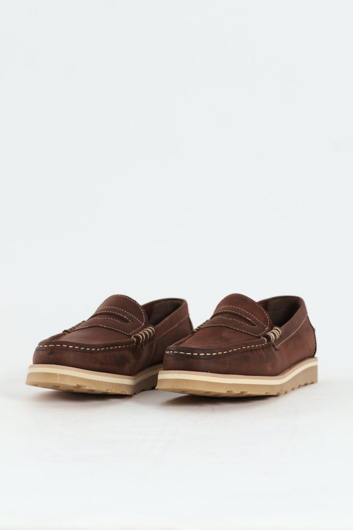 Slip On Penny Moccasin Loafer - Brown