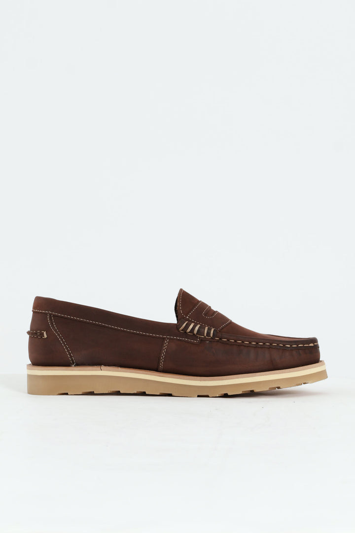 Slip On Penny Moccasin Loafer - Brown