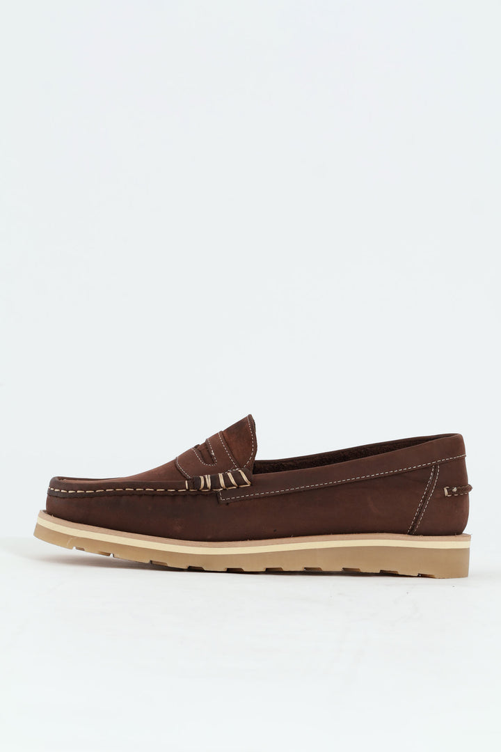 Slip On Penny Moccasin Loafer - Brown