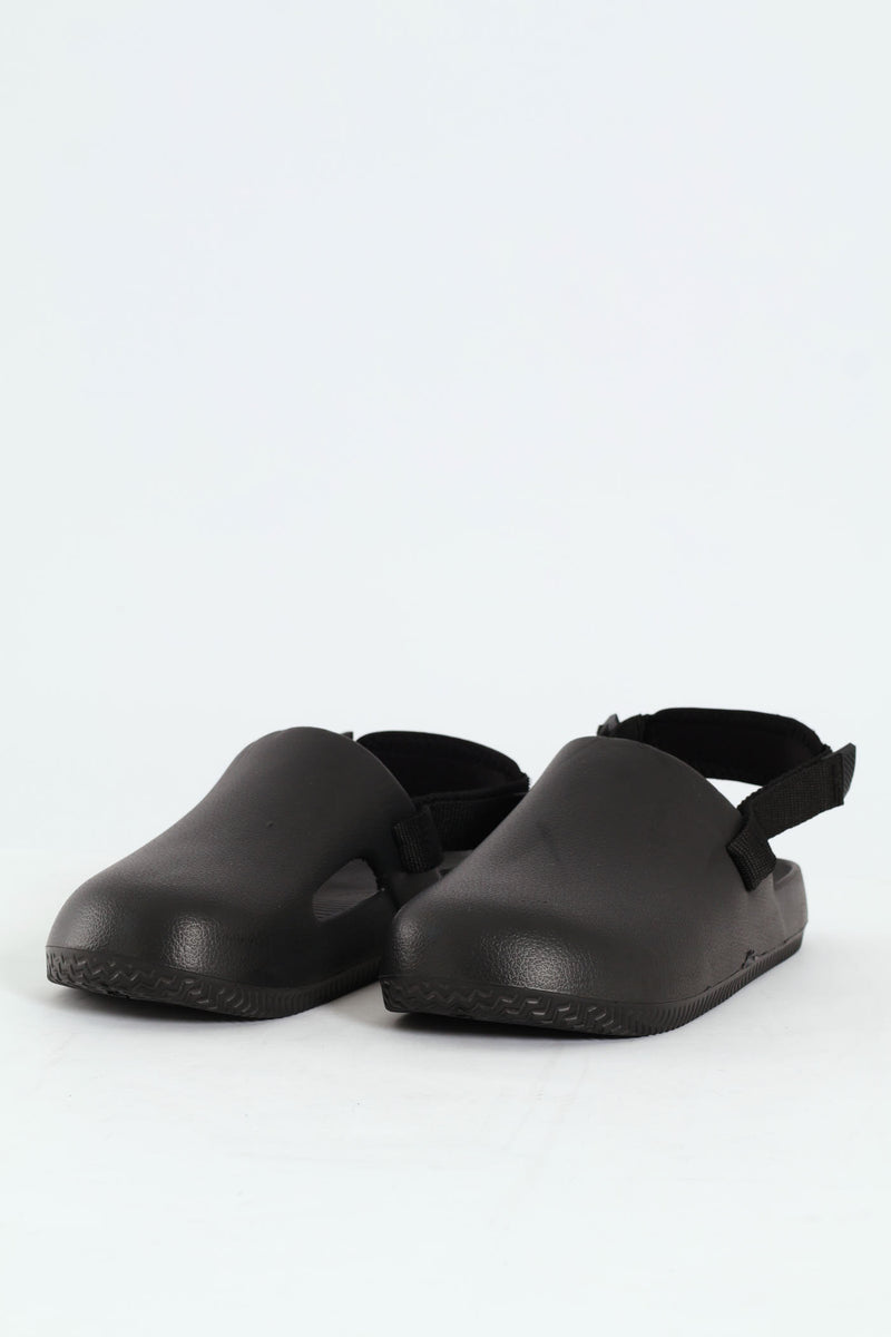 Closed Toe Moulded Clog With Backstrap - Black