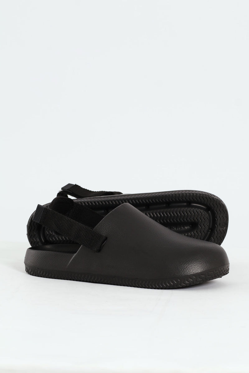 Closed Toe Moulded Clog With Backstrap - Black