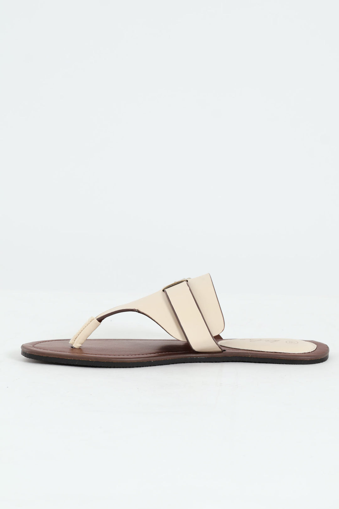 Padded Sock & Buckle Detail Thong Sandal - Off White