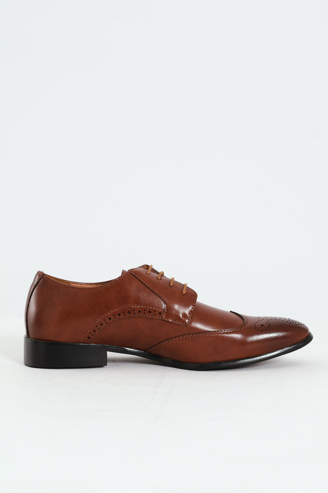 Stitched Wing Detail Lace Up Derby Shoe - Tan