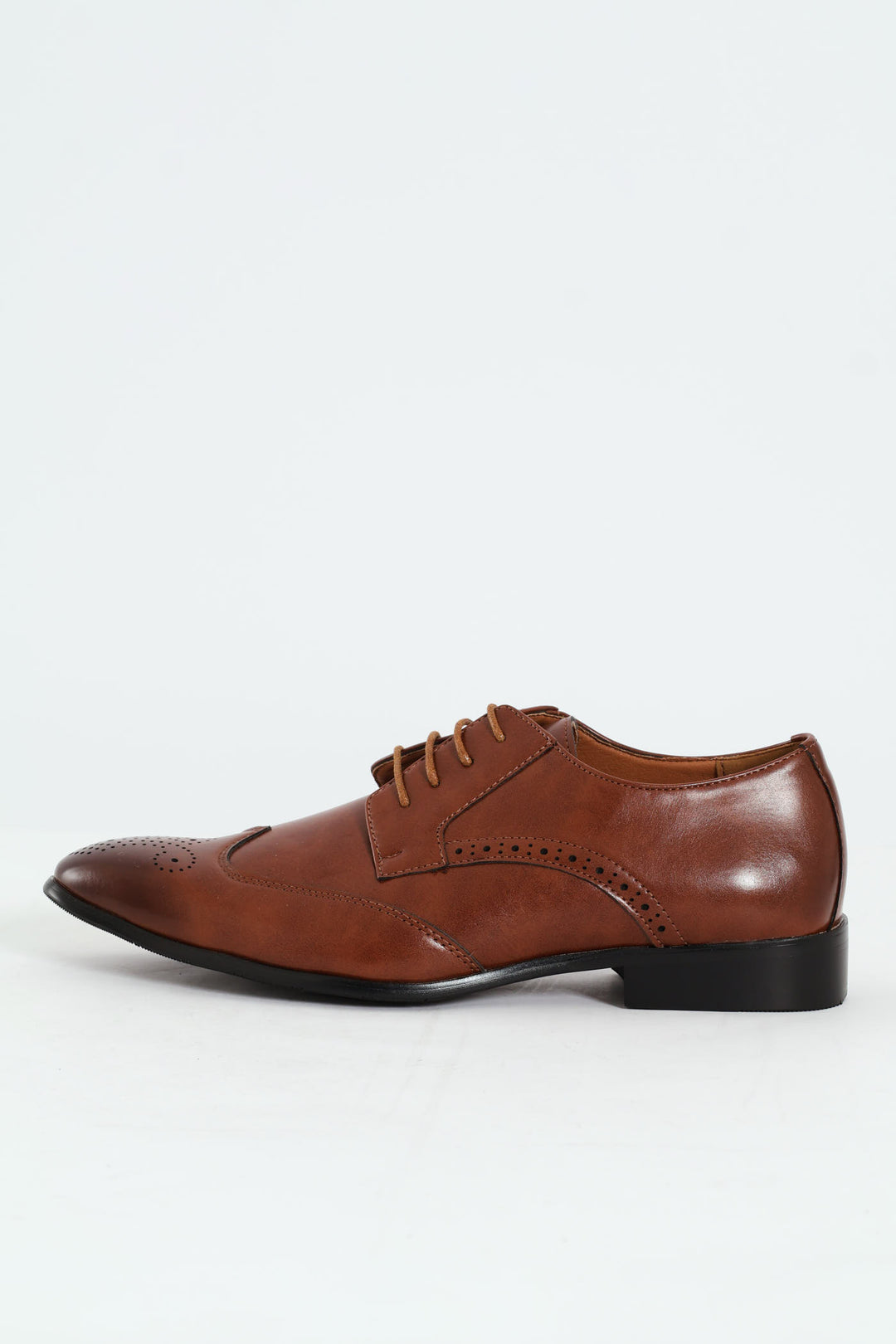 Stitched Wing Detail Lace Up Derby Shoe - Tan