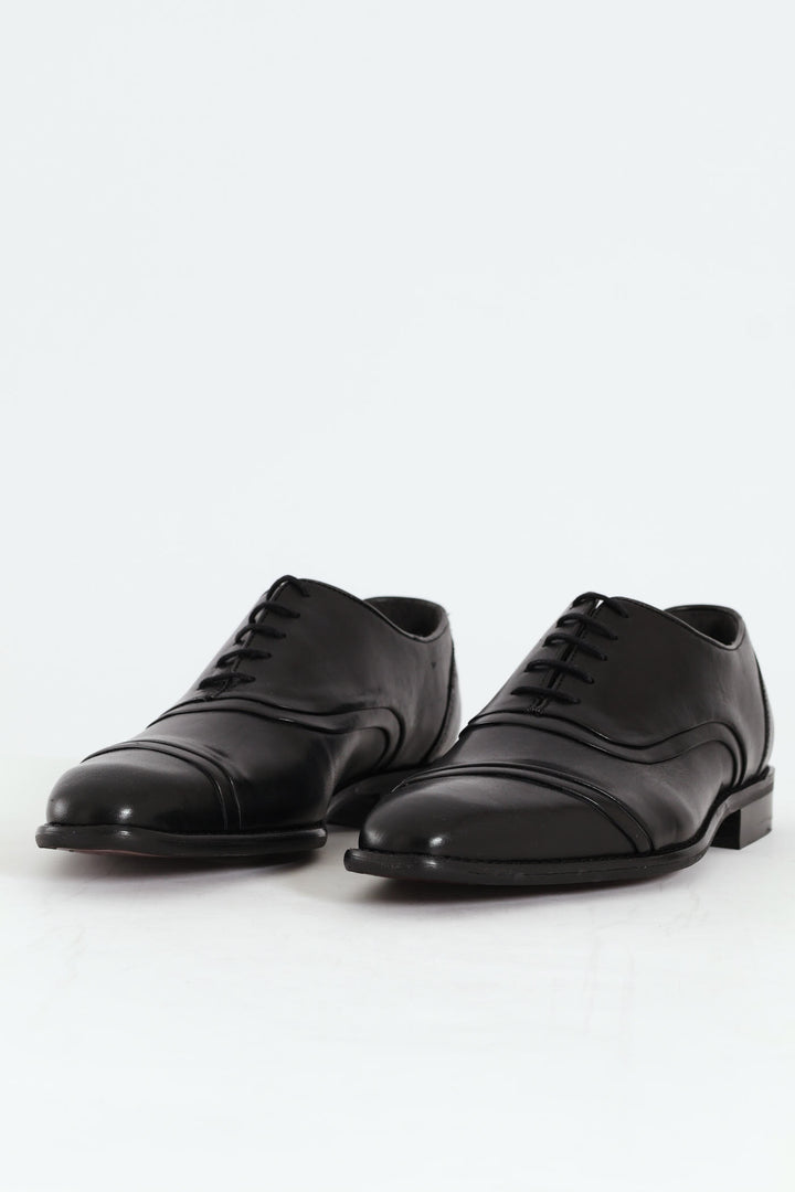 Leather Oxford Toe Cap Dress Shoe - Black
