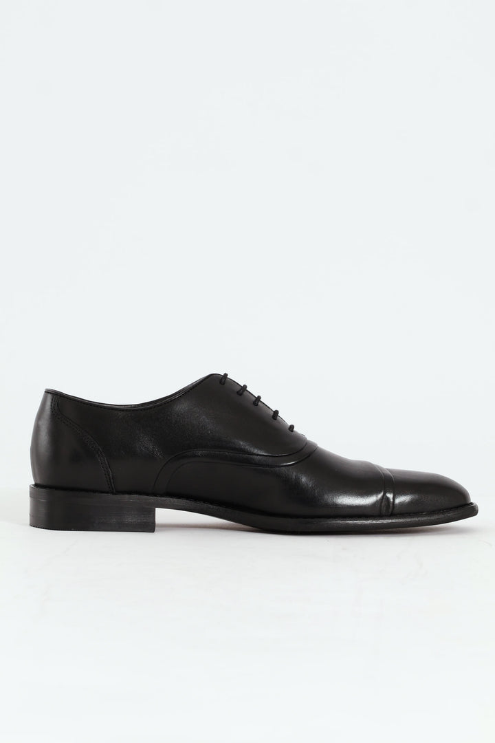 Leather Oxford Toe Cap Dress Shoe - Black