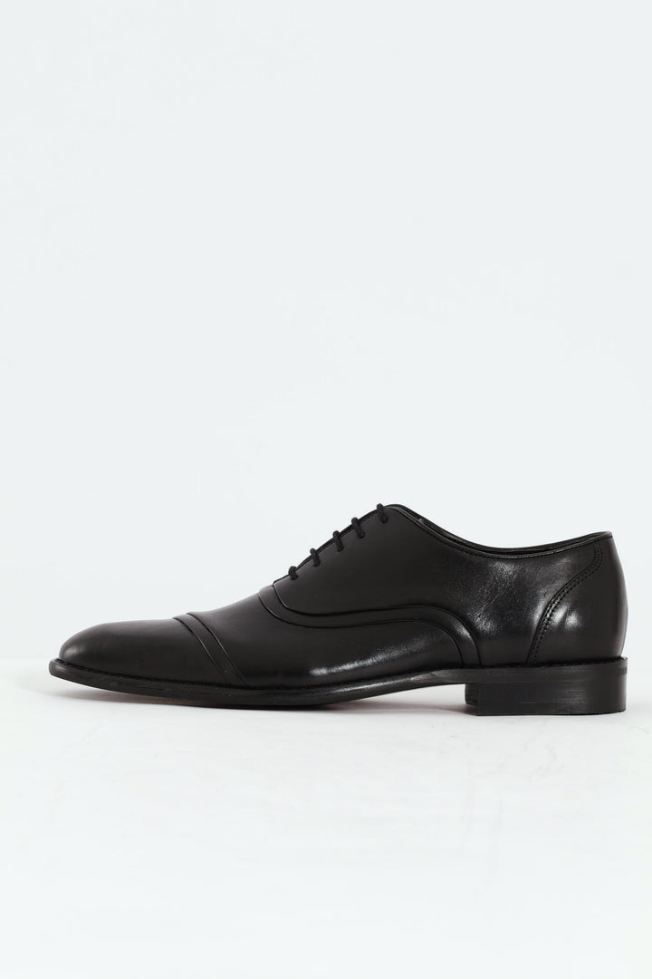 Leather Oxford Toe Cap Dress Shoe - Black