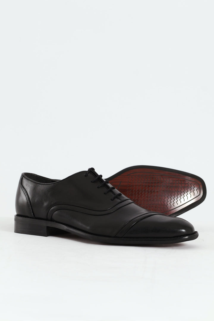 Leather Oxford Toe Cap Dress Shoe - Black
