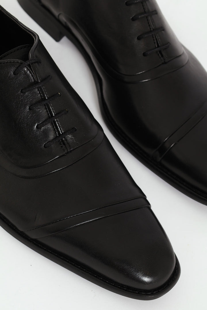 Leather Oxford Toe Cap Dress Shoe - Black