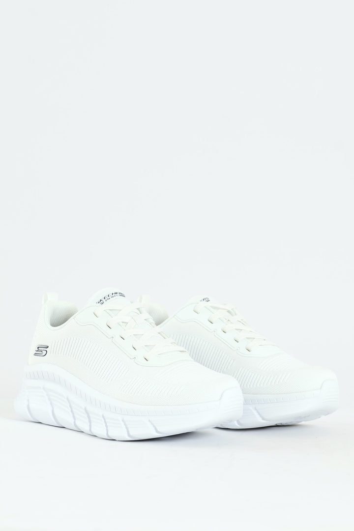 Bobs B Flex Hi Knit Lace Up Sneaker - White