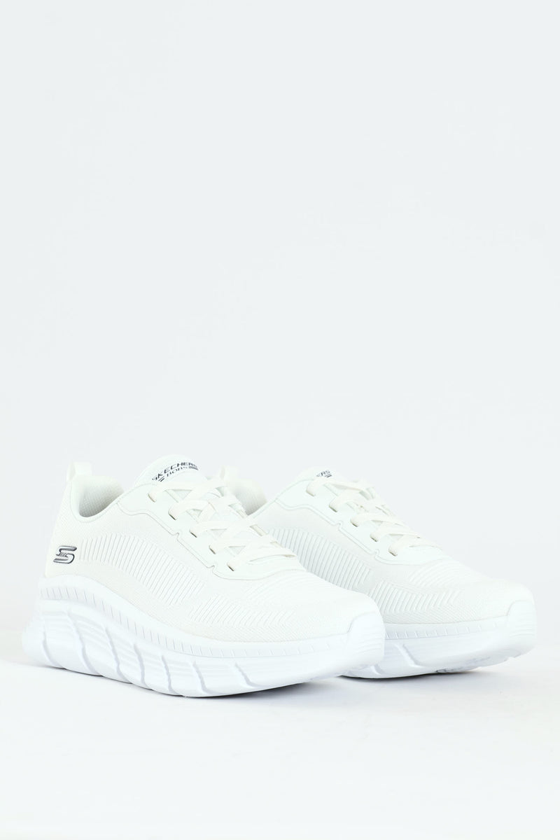 Bobs B Flex Hi Knit Lace Up Sneaker - White