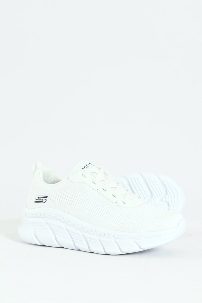 Bobs B Flex Hi Knit Lace Up Sneaker - White