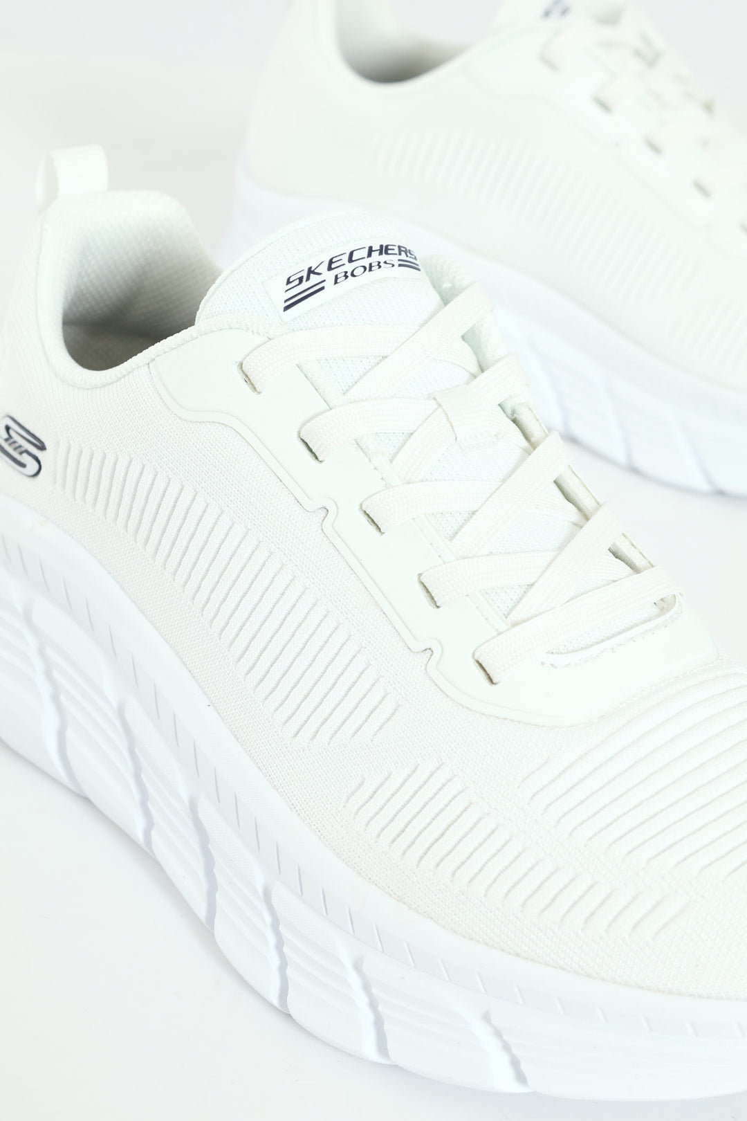 Bobs B Flex Hi Knit Lace Up Sneaker - White