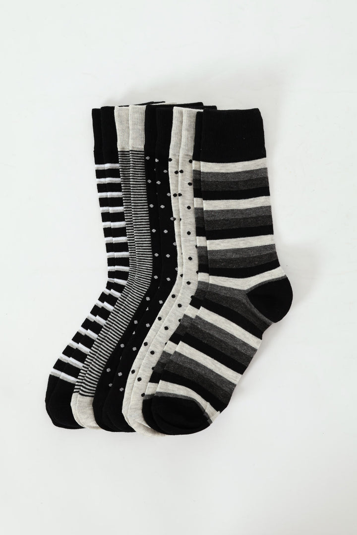 5 Pack Anklet Socks - Black/Grey