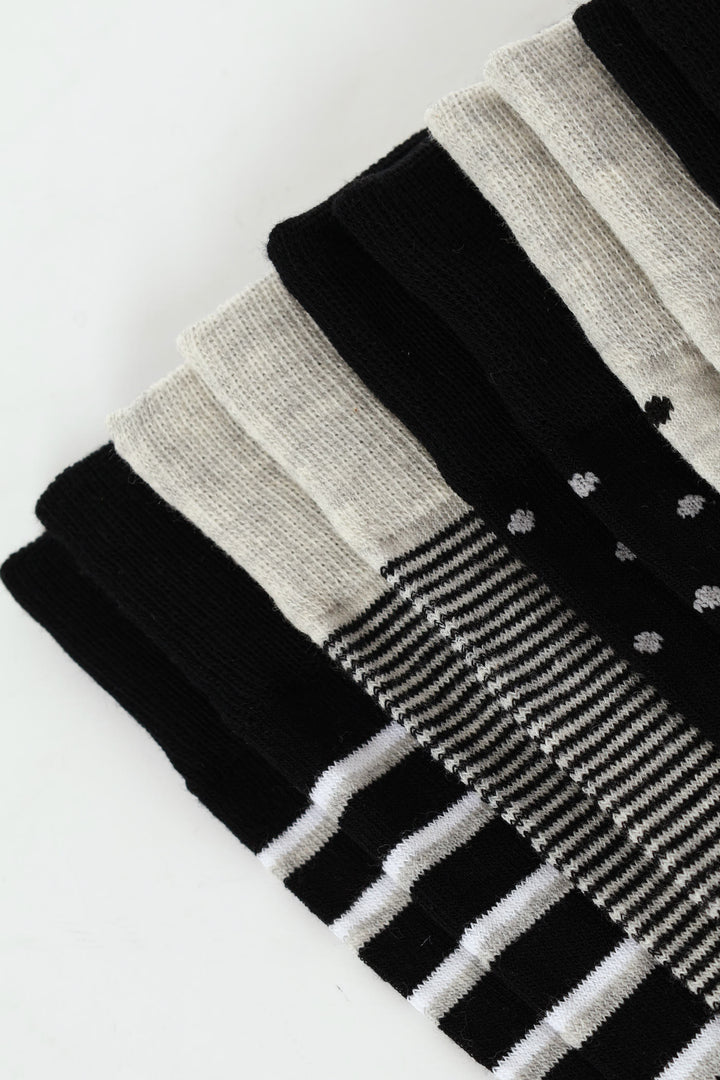 5 Pack Anklet Socks - Black/Grey