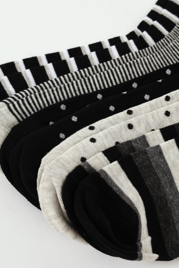 5 Pack Anklet Socks - Black/Grey