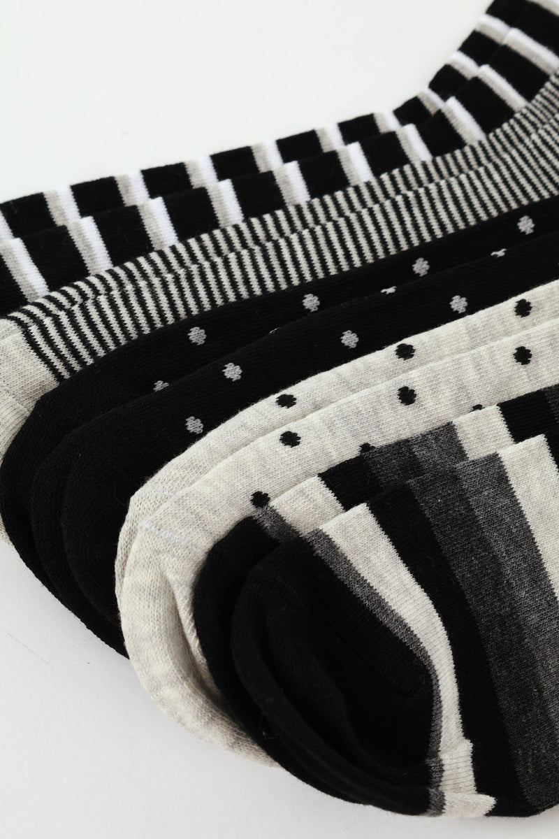 5 Pack Anklet Socks - Black/Grey