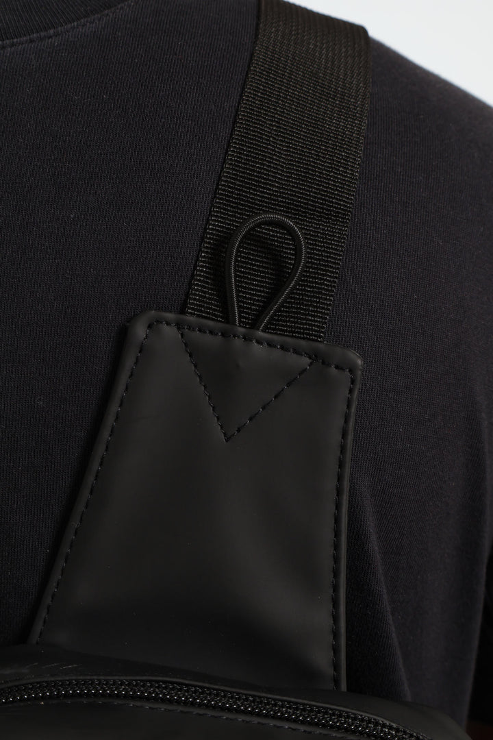 Rubber Logo Crossbody Bag - Black