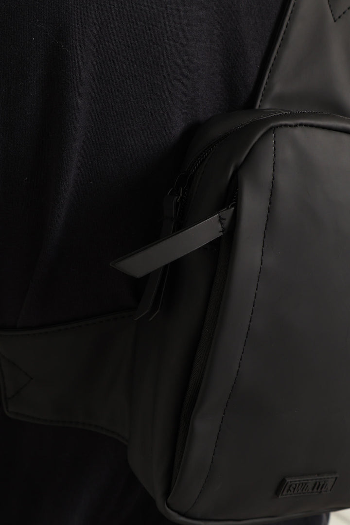 Rubber Logo Crossbody Bag - Black