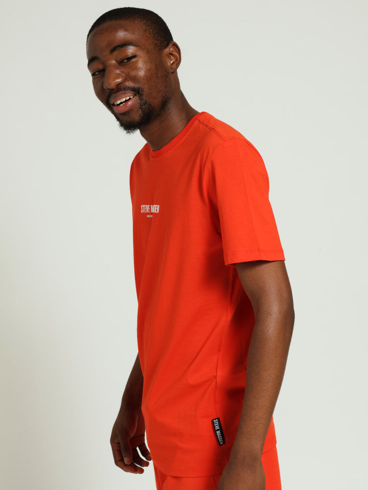 Jace Crew Neck Logo Tee - Tangerine