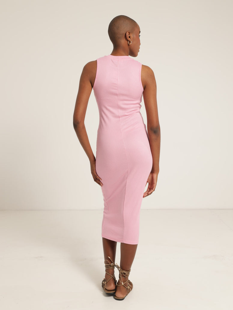 Ribb Midi Dress Pink Edgars