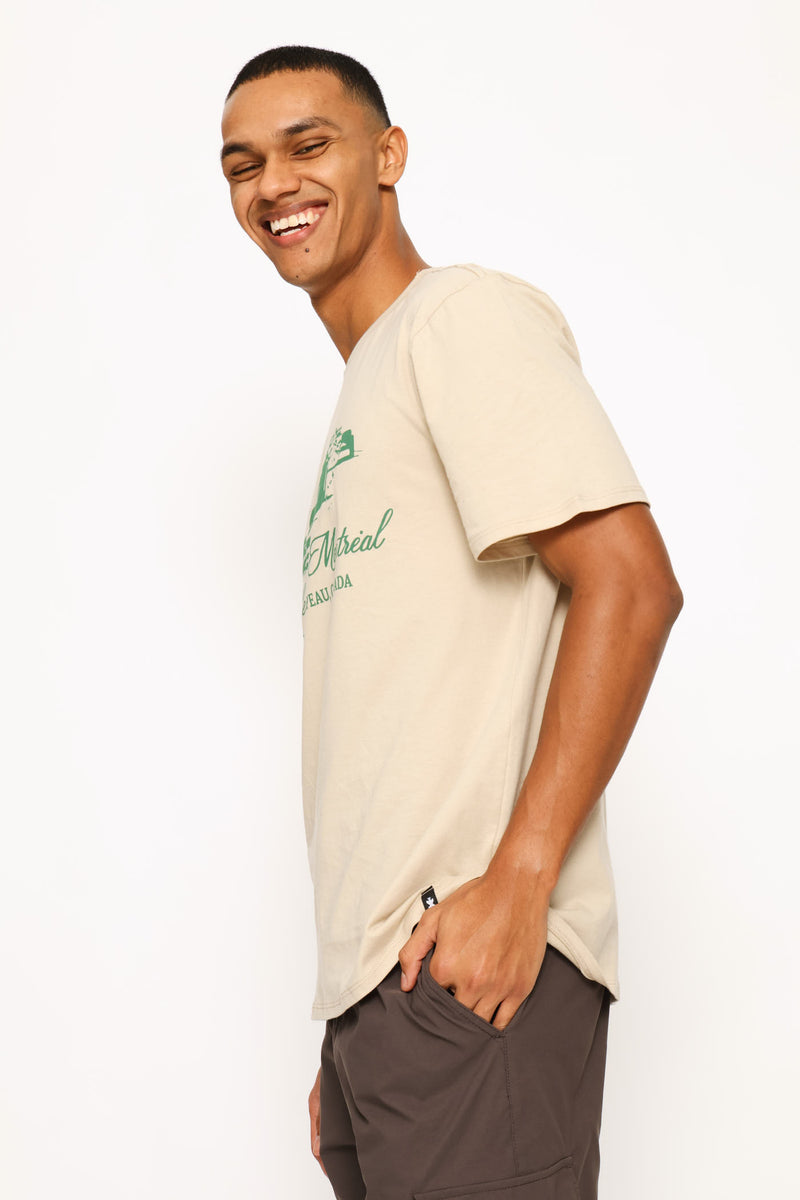 Car Race Print Tee - Light Stone