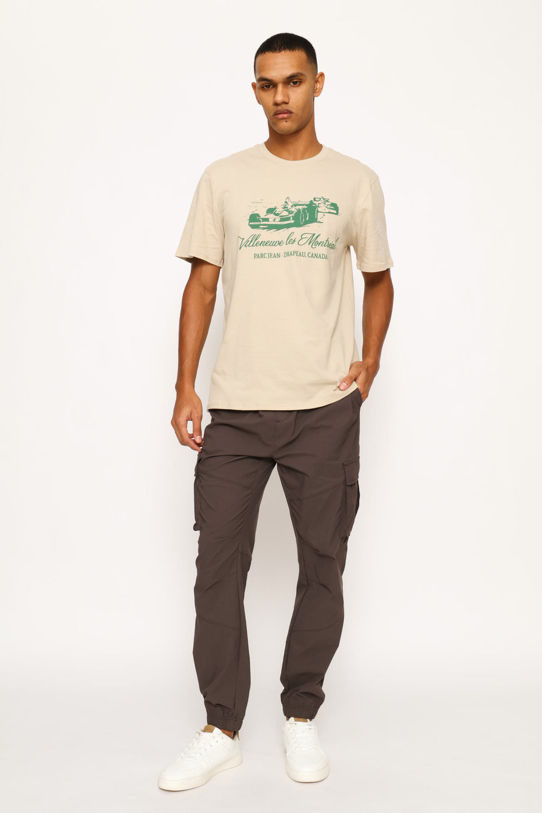 Basic Nylon Cargo Jogger - Khaki